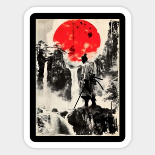 Red Moon Samurai Sticker